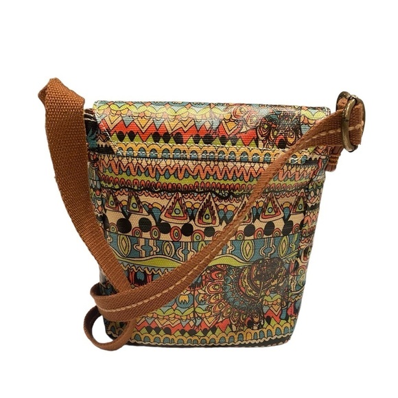 Sakroots Boho Festival Coated Canvas Small Flap Messenger Crossbody Bag Purse - Picture 6 of 16